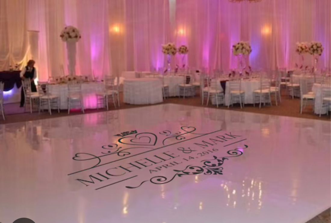 Custom monogram vinyl dance floor